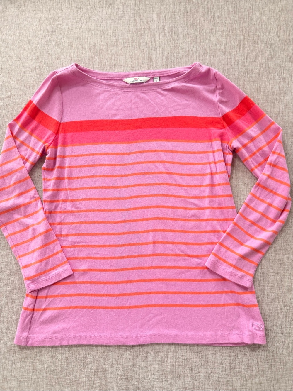 Vineyard Vines Shirt Womens Small pink stripe preppy Breton long sleeve classic